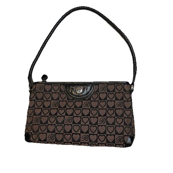 Brighton Jacquard Signature Hearts Shoulder Bag Small Brown Checkered Purse - Picture 1 of 8